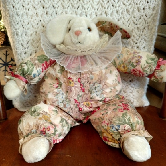 Floral Plush Rabbit - Picture 3 of 4